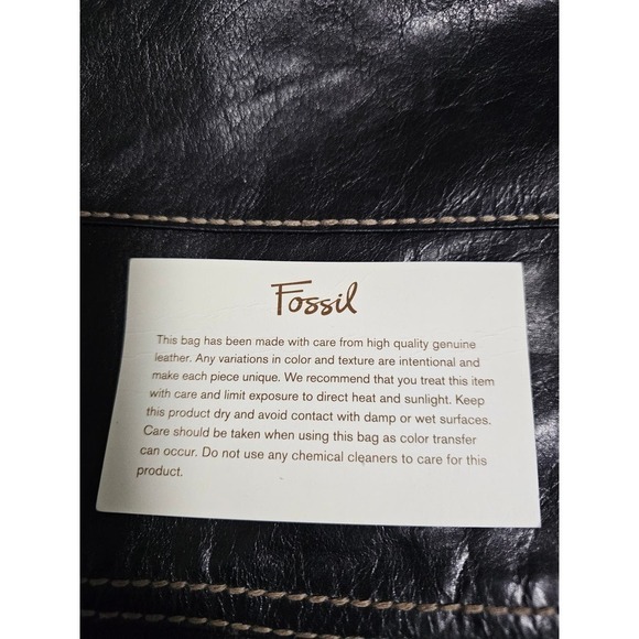 Fossil black Leather & Canvas messenger crossbody bag. Unisex - Picture 4 of 12